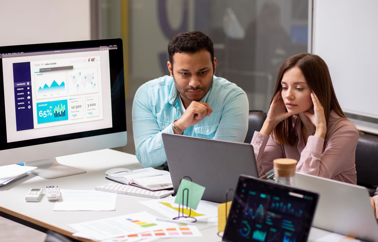 Software, analytics and management dashboards in use